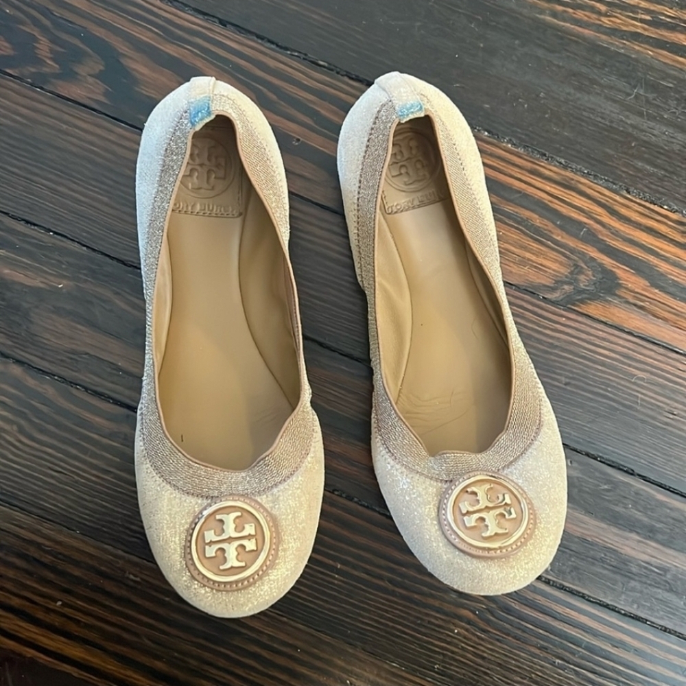 Tory Burch Women's Sparkling Beige Flats
